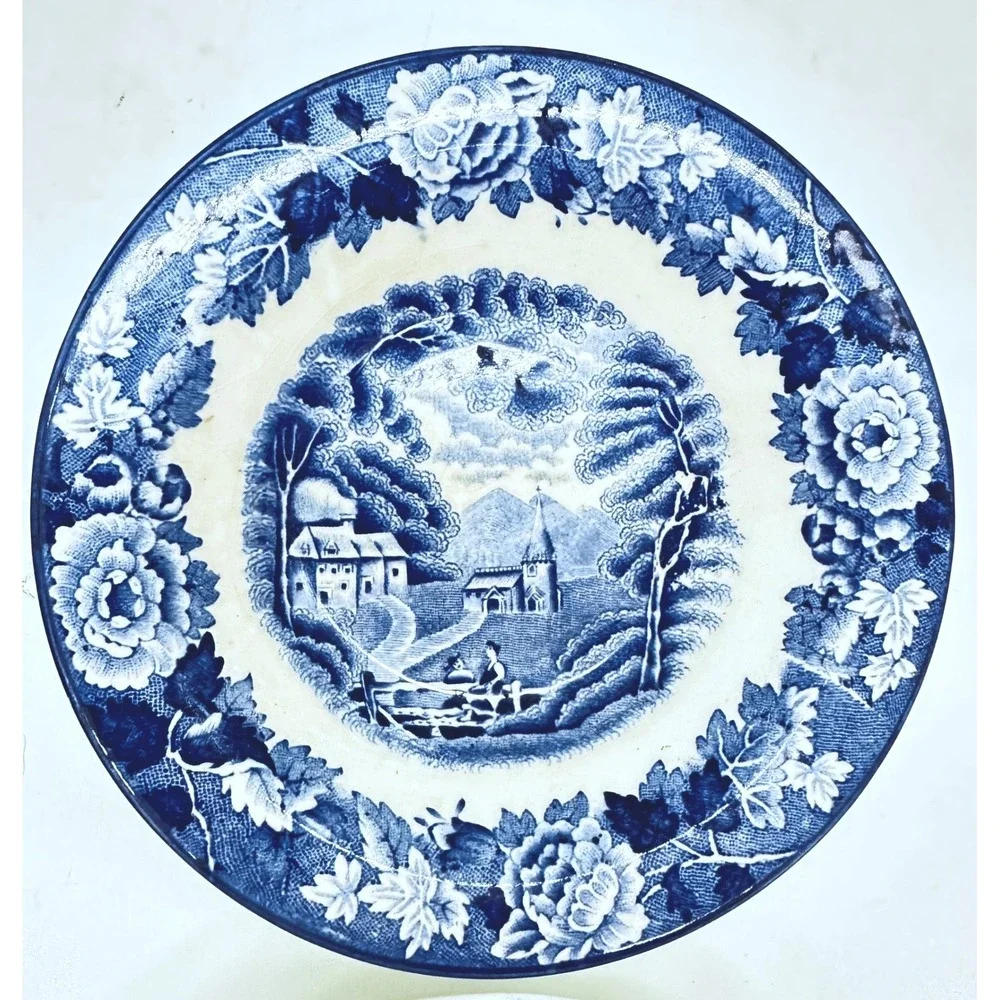 Wood & Sons English Scenery Blue White Plate Bowl Set Vintage Wall Hangers 5